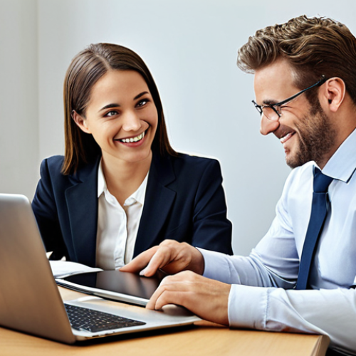Home 8 **Image Prompt:** A modern, brightly lit law office with lawyers collaboratively working on laptops and tablets. One lawyer is on a video call, smiling, while another is reviewing documents, emphasizing work-life balance and technology integration.