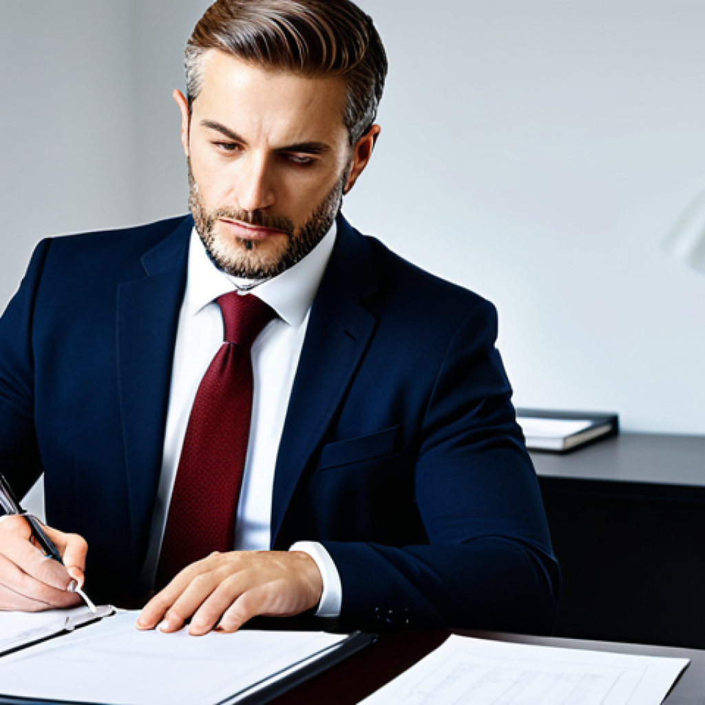 **

"A professional lawyer in a modest business suit, working at a modern office desk, reviewing documents, fully clothed, appropriate attire, safe for work, perfect anatomy, natural proportions, professional photography, high quality, professional, well-lit, focusing on the lawyer's expertise and attention to detail."

**