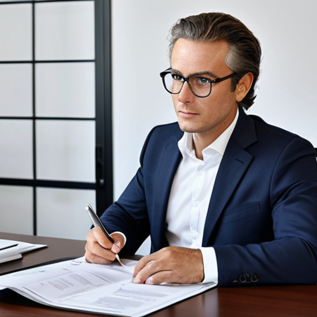 법률 자문가의 법적 자문 - **

"A professional lawyer in a modest business suit, sitting at a desk in a bright, modern French l...