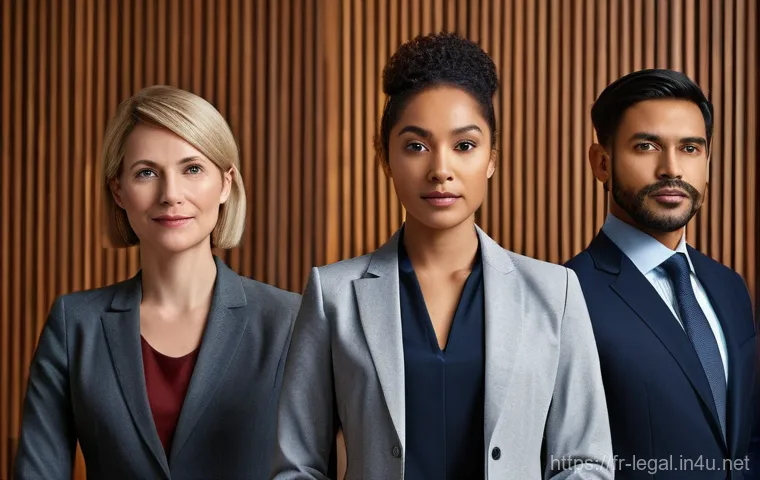 법률 자문가의 전문 분야 선택 - **Digital Law: AI Ethics Discussion**
    A high-resolution, photorealistic image of a diverse group...