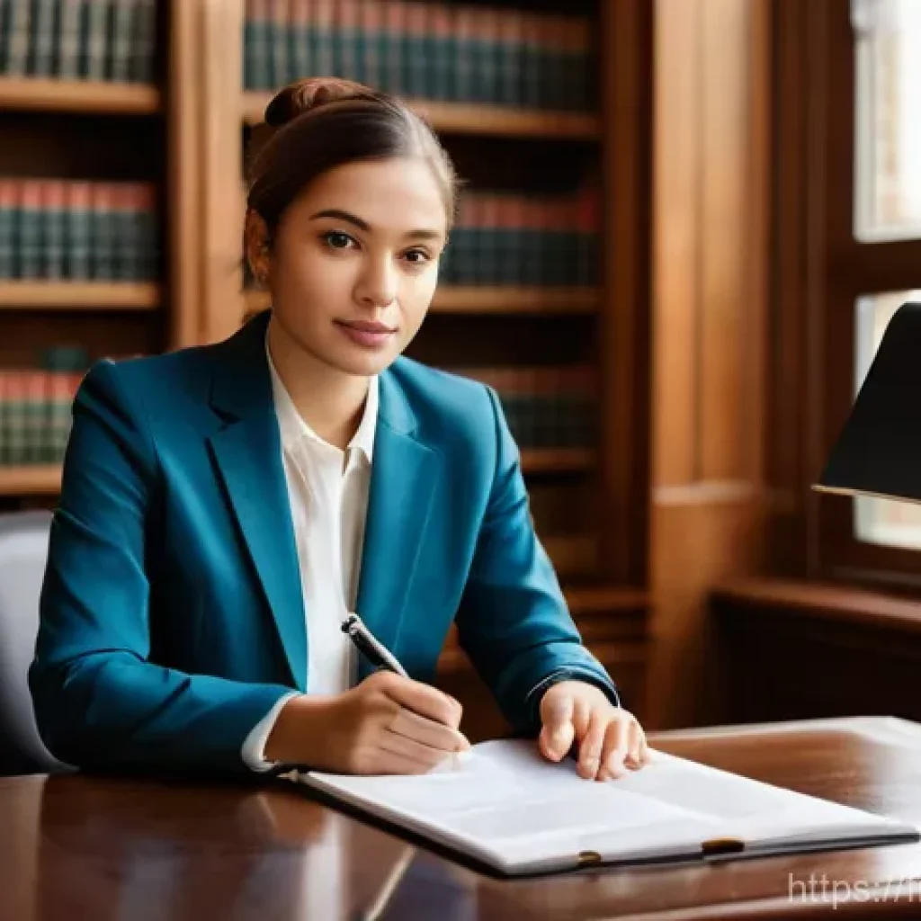 법률 자문가의 법률문제 해결 방법 - **Prompt:** "A young adult, dressed in business casual attire, sits across a polished wooden desk fr...