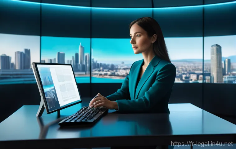 법률자문가의 경력 개발 체크리스트 - **Prompt:** A highly intelligent, professional female legal expert in her late 30s, dressed in a sle...