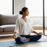 법률자문가의 직무 만족도 향상 - A serene and candid shot of a diverse female legal professional in her early 30s, dressed in comfort...