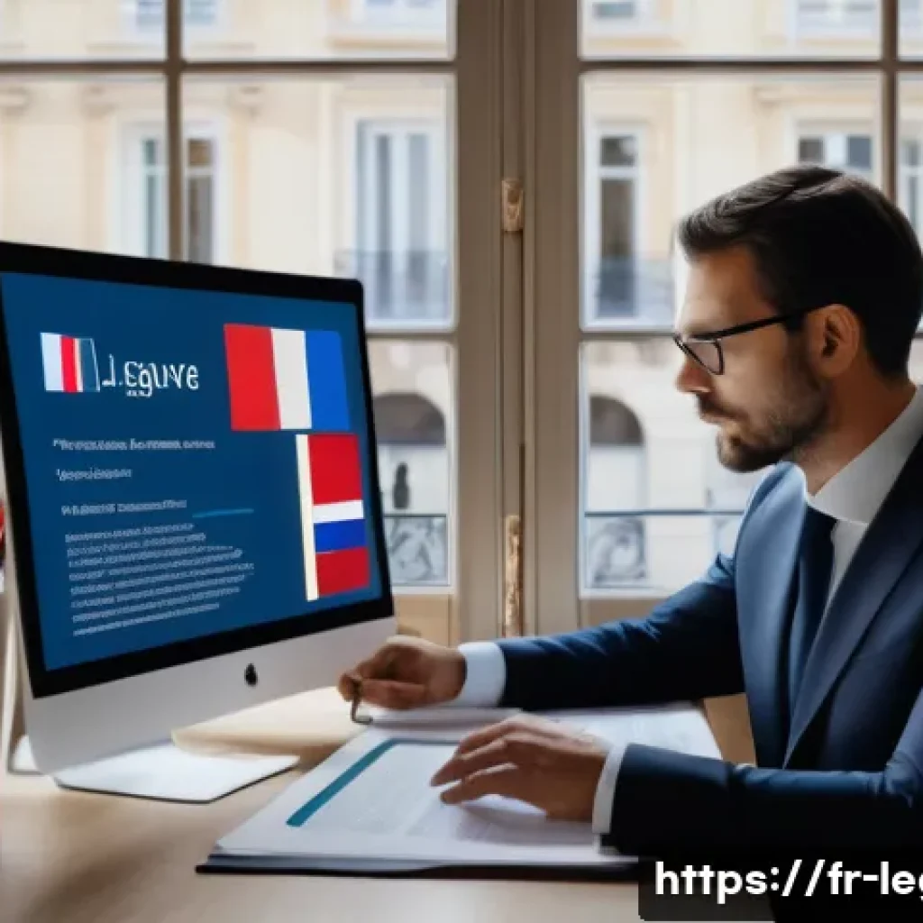 법률자문가로서의 직무 완성도 높이기 - A modern French legal office scene showing a professional lawyer analyzing recent labor law reforms ...