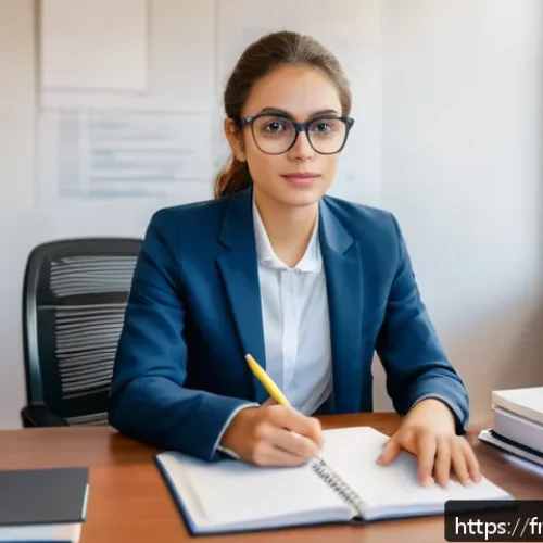 법률 이직 준비 - A professional French law student sitting at a modern desk in a bright study room filled with legal ...