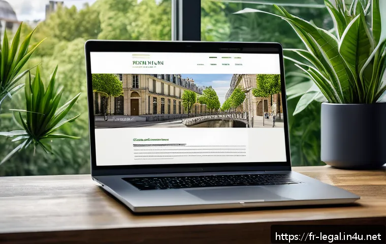법률 자문가의 커리어 발전 - A modern, sleek professional lawyer's website homepage displayed on a high-resolution laptop screen,...